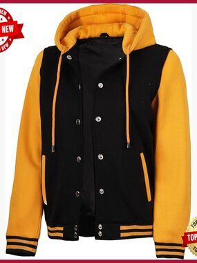 Fleece Hooded Varsity Bomber Jacket Women's Regular Fit Long Sleeve